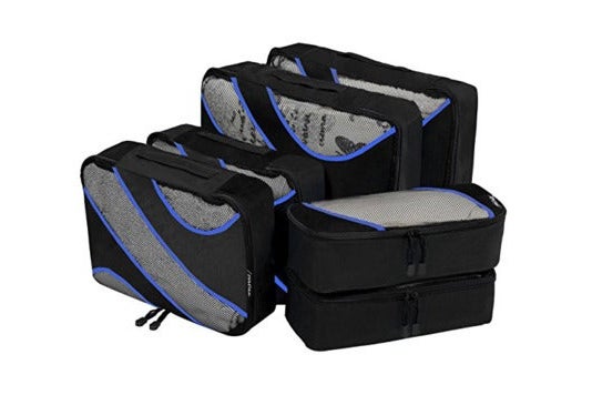 Six-piece set of packing cubes.